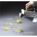 Pote de chá de vidro resistente ao calor transparente com nervuras personalizadas